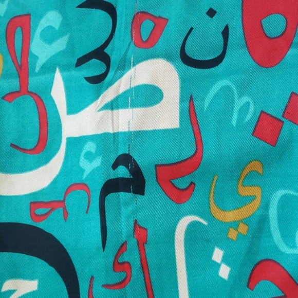 Womens green scarf Arabic Alphabet | Polyester 67" × 25" - Picture 2 of 4